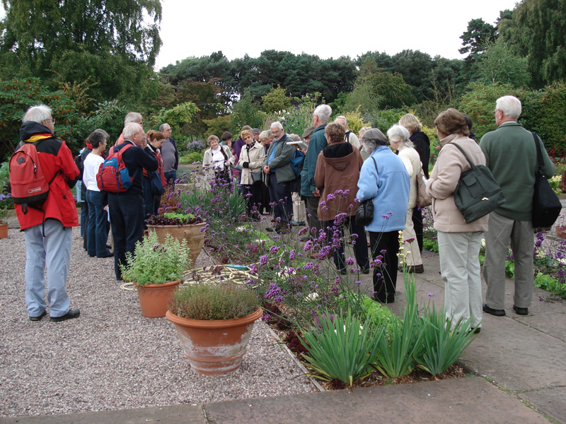 Members on the guided tour of
                  Ness Gardens